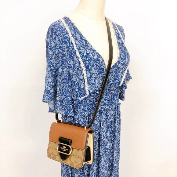 Coach CL462 Morgan Square In Colorblock Signature Canvas IN Khaki Multi - Picture 1 of 7